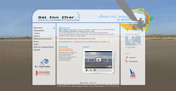 Site vitrine Sel Ton Char - école de char à voile à Noirmoutier en Vendée réalisée par ivisite