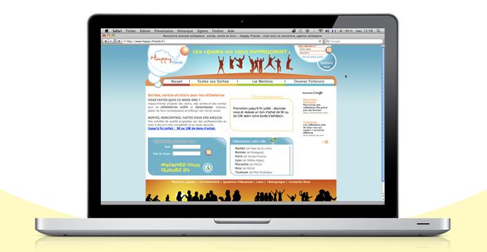 Plateforme Happy Friends - loisirs et sorties pour célibataires développée par ivisite