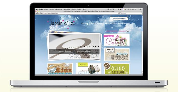 Site e-commerce Jardindoz - vente de faire-part naissance et mariage à Dijon réalisée par ivisite