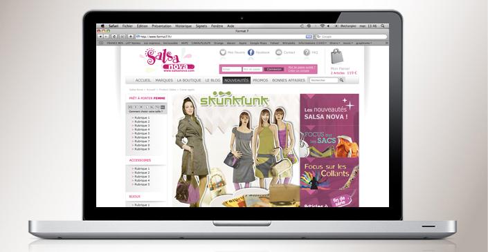 Page d'accueil du site marchand Salsanova - prêt-à-porter féminin