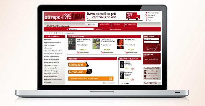 Site e-commerce Attrape Livre - librairie de Blain en Loire-Atlantique réalisée par ivisite