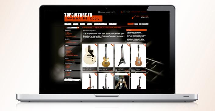 Site e-commerce Top Guitare - boutique en ligne de guitares créée par ivisite