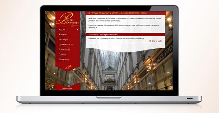 Site web Passage Pommeraye - galerie marchande historique de Nantes créée pour l'association des commerçants par ivisite
