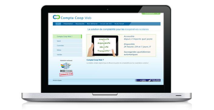 Site vitrine Compta Coop Web - logiciel SaaS de comptabilité pour coopératives scolaires créé par ivisite