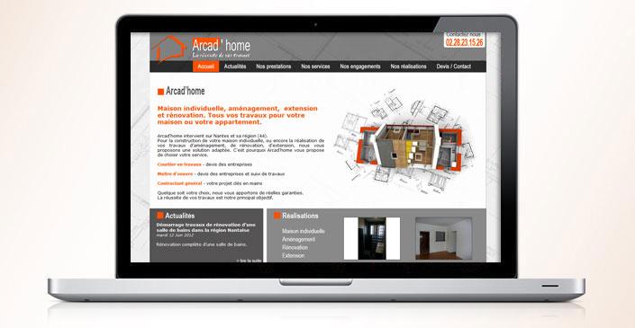 Site vitrine Arcad'home - acteur conseil en construction et rénovation à Nantes créé par ivisite