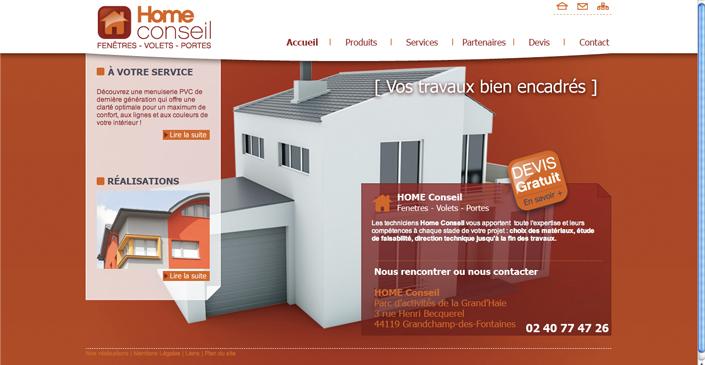 Site vitrine Home Conseil - menuisier multi-produits à Nantes créé par ivisite